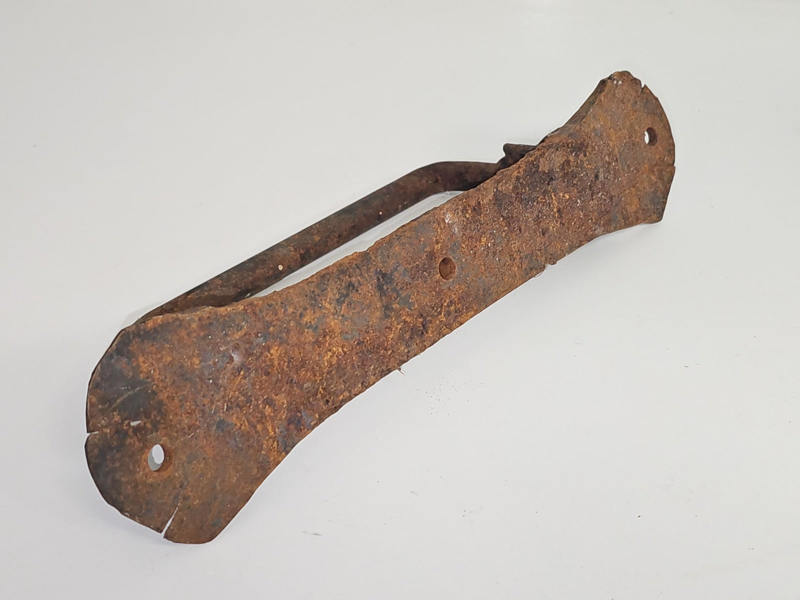 Poignée de porte ancienne XIXe fer massif carré vintage rétro collection France