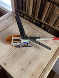 Hélicoptère jouet vintage Majorette Rescue ancien moulé, cockpit orange