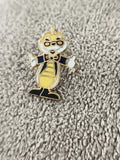 Pin's vintage mascotte dragon jaune bleu émaillé badge ancien (Ref 6)