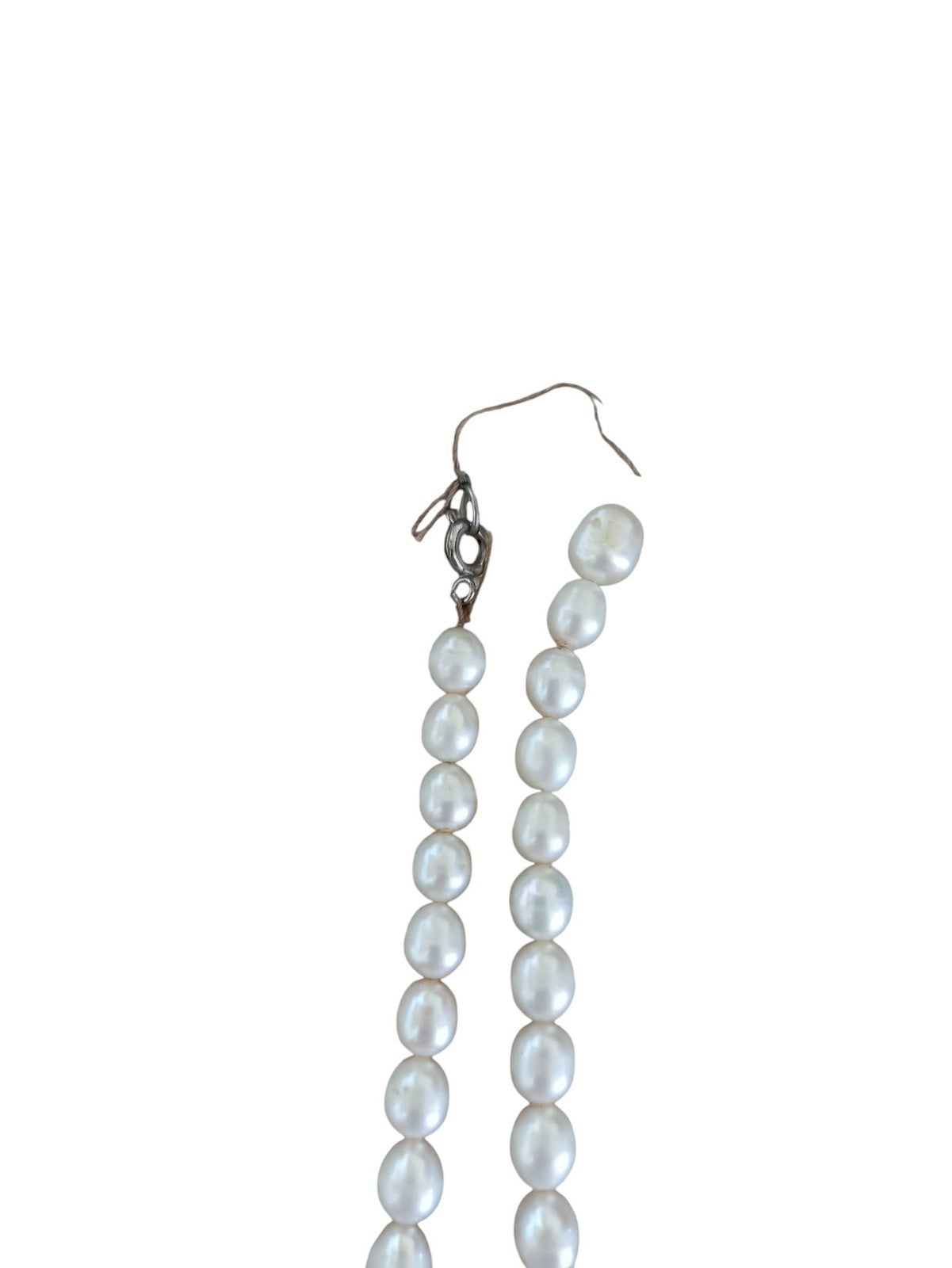Collier perles de culture vintage, bijou ancien, fermoir métal