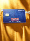 Télécarte 50 unités Keno vintage carte téléphonique puce bleue France