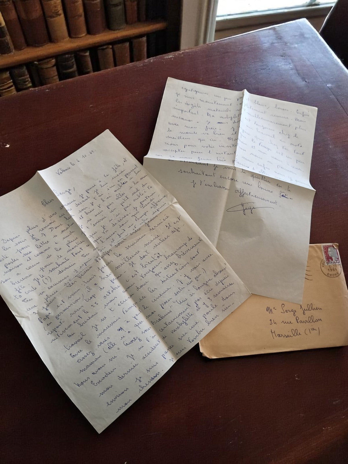 Lettre manuscrite ancienne Marseille années 50/60 avec enveloppe vintage