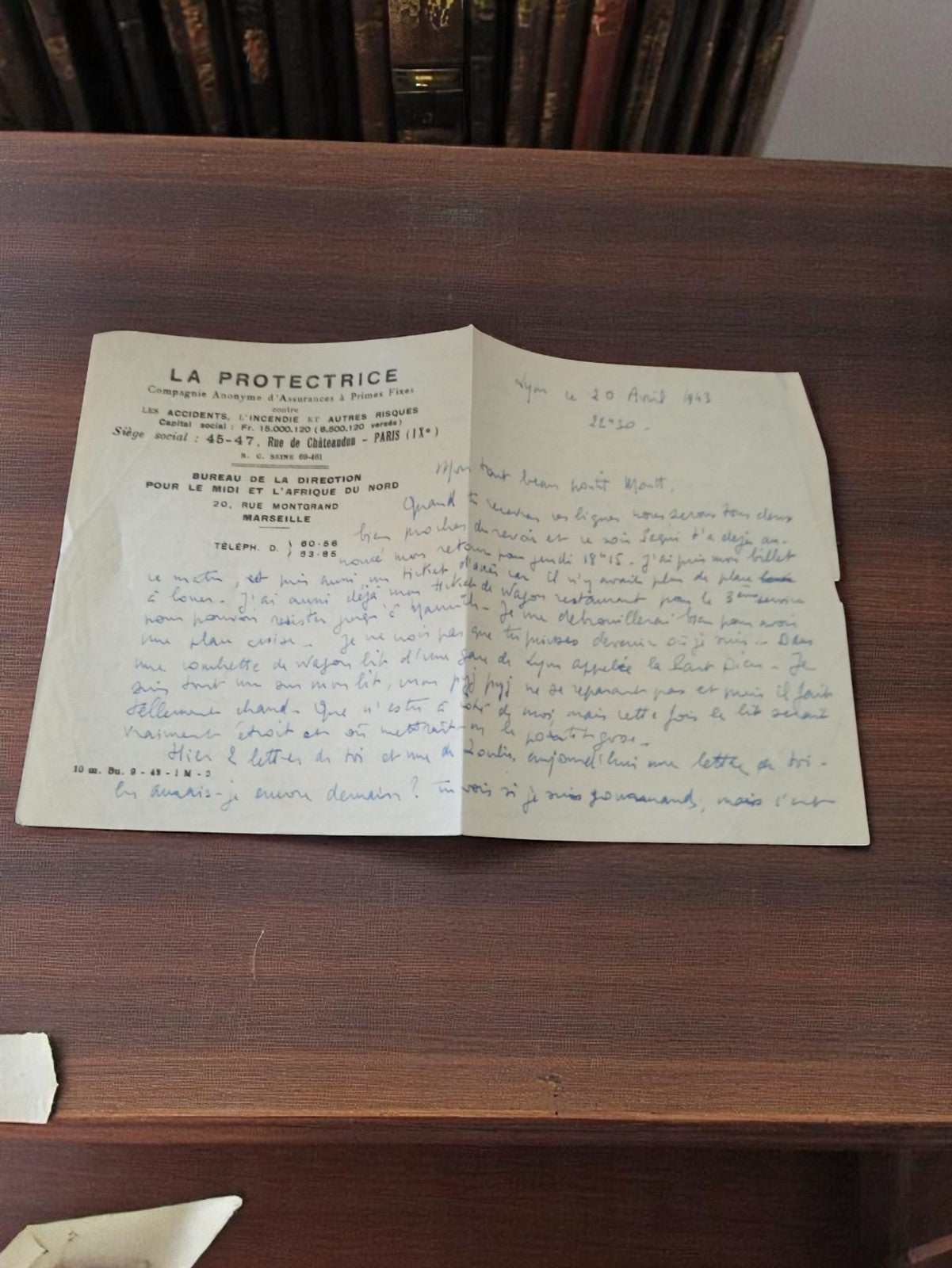 Lettre manuscrite 1943 Guerre Seconde Guerre mondiale témoignage papier à en-têt