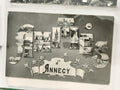 Carte postale ancienne Amitiés d'Annecy montage photos noir et blanc CPA vintage