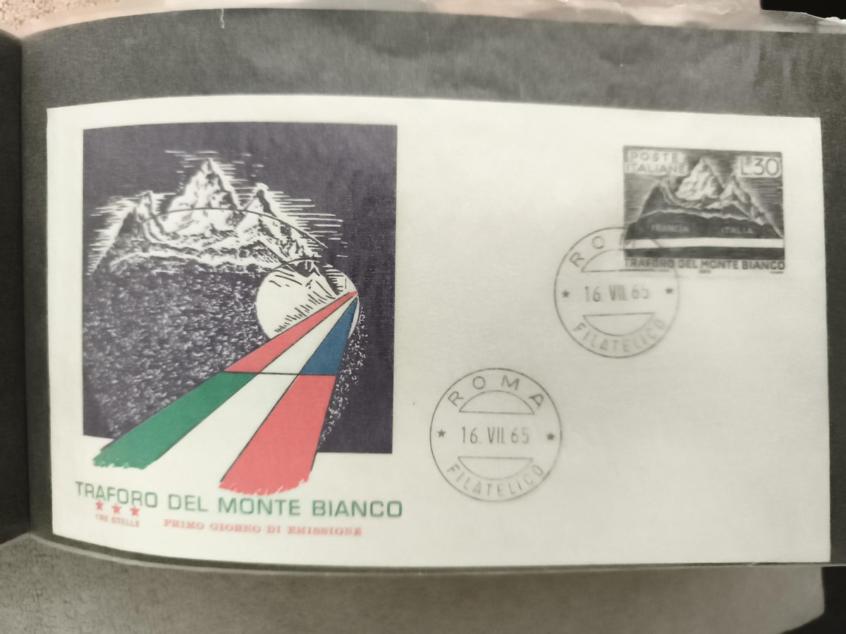 Lettre premier jour Traforo del Monte Bianco 1965 timbre Italie philatélie