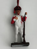 Soldat de plomb ancien uniforme blanc rouge figurine militaire vintage