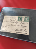 Ancienne enveloppe oblitérée France 1908 philatélie timbres Semeuse vert