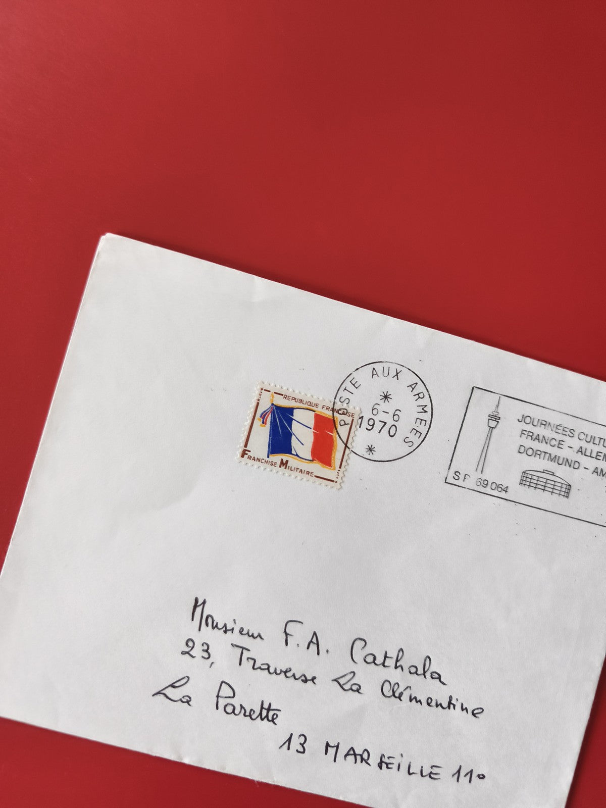 Enveloppe philatélie oblitérée France, timbre Franchise Militaire drapeau
