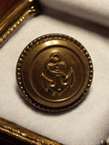 Bouton ancien marine française doré, ancre relief costume traditionnel