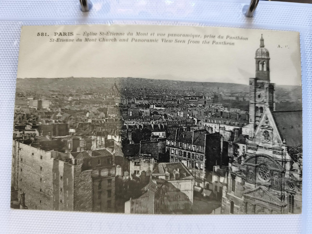 Carte postale Paris Église St-Étienne du Mont vue panoramique Panthéon CPA