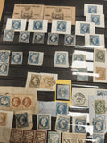 Lot timbres France classiques oblitérés Cérès Napoléon bleus et bruns philatélie