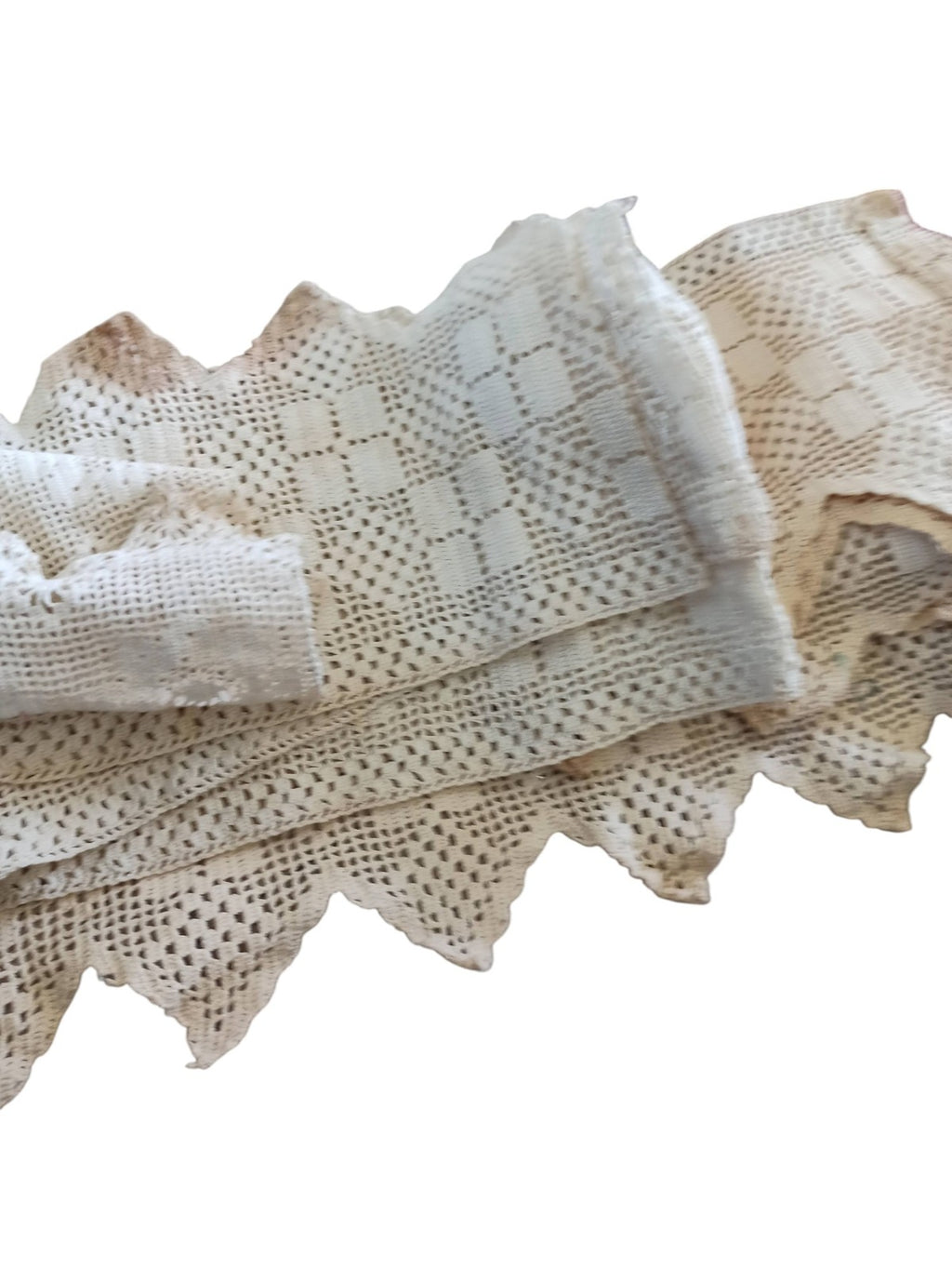 Lot de 4 dentelles anciennes au crochet - Style vintage France