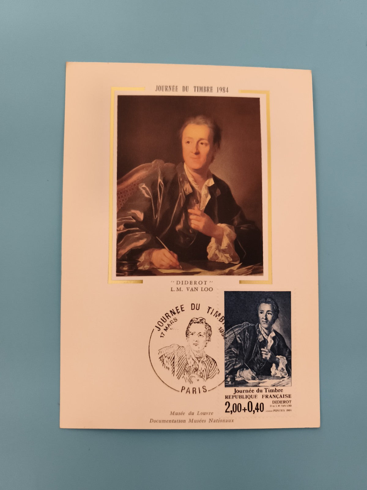 Carte philatélique Journée du Timbre 1984 Diderot Musée du Louvre Paris