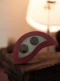Boutons de manchette vintage émaillés motif géométrique avec boîte d’origine