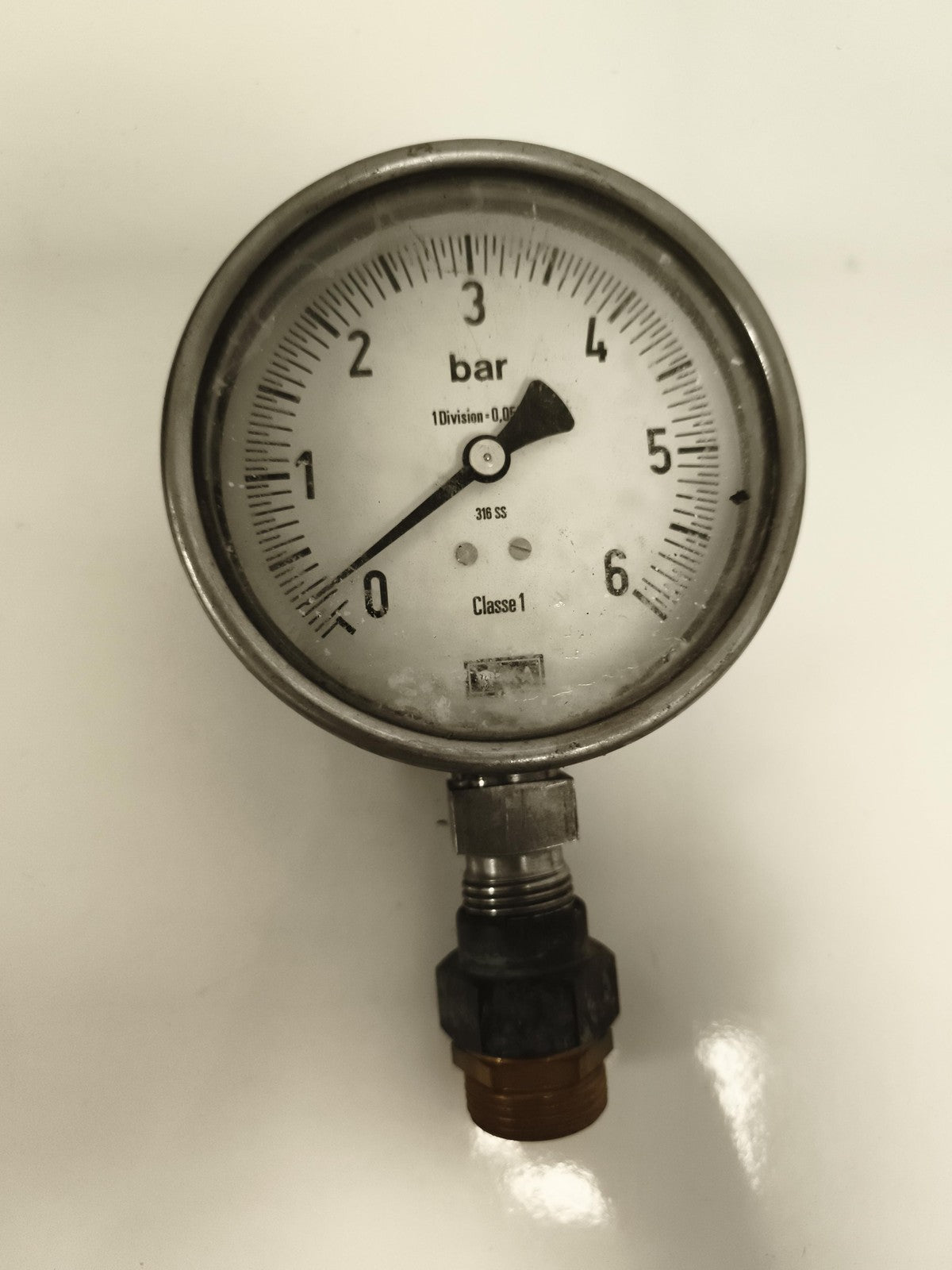 Manomètre ancien pression bar 316 SS Classe 1 vintage appareil mesure
