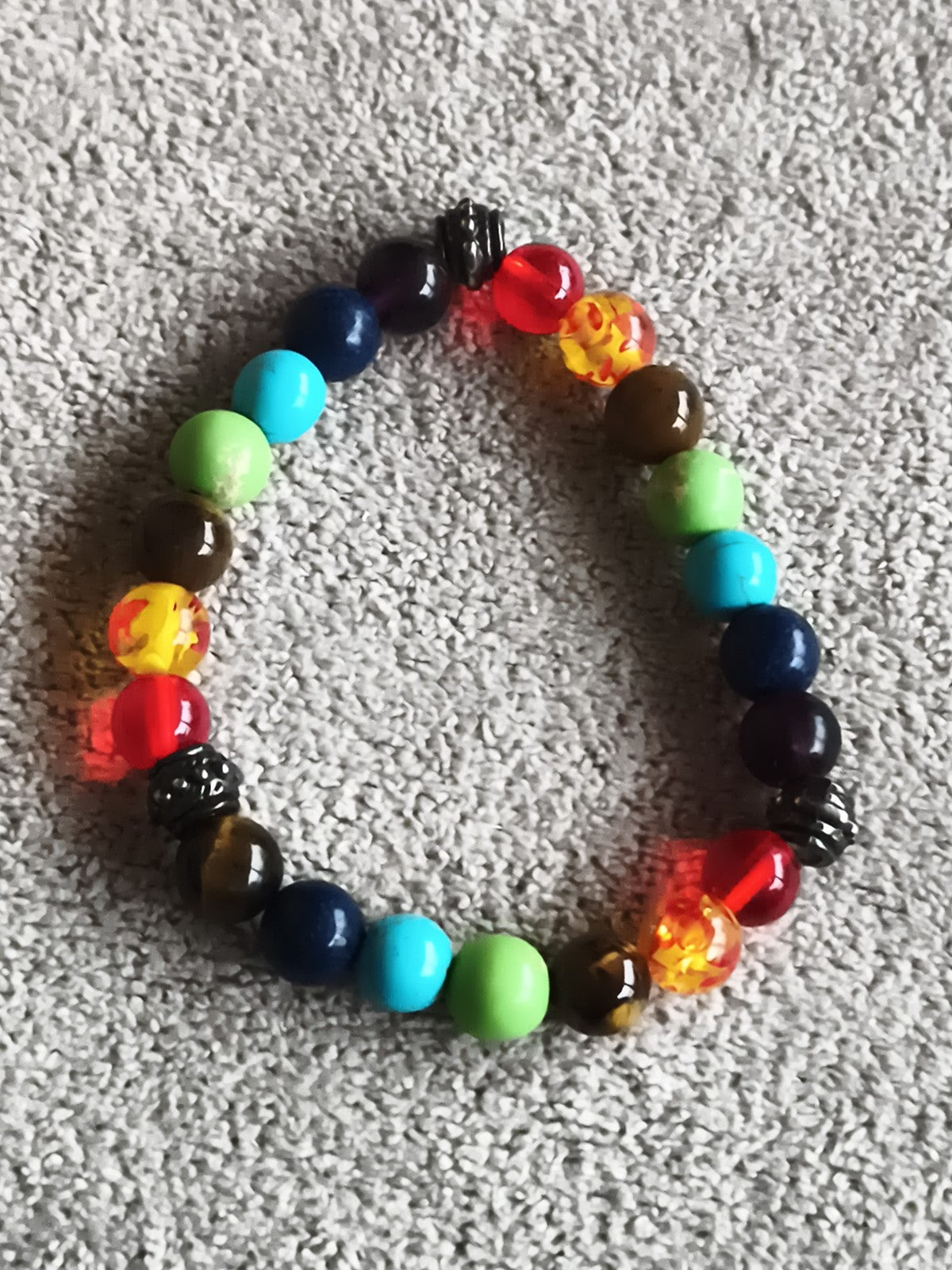 Bracelet perles multicolores pierres naturelles élastique fantaisie