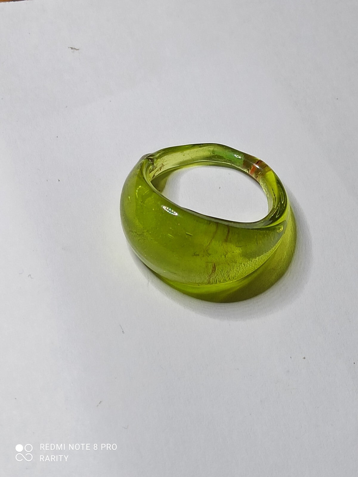 Bague vintage verre vert style Murano anneau large taille 58 rétro