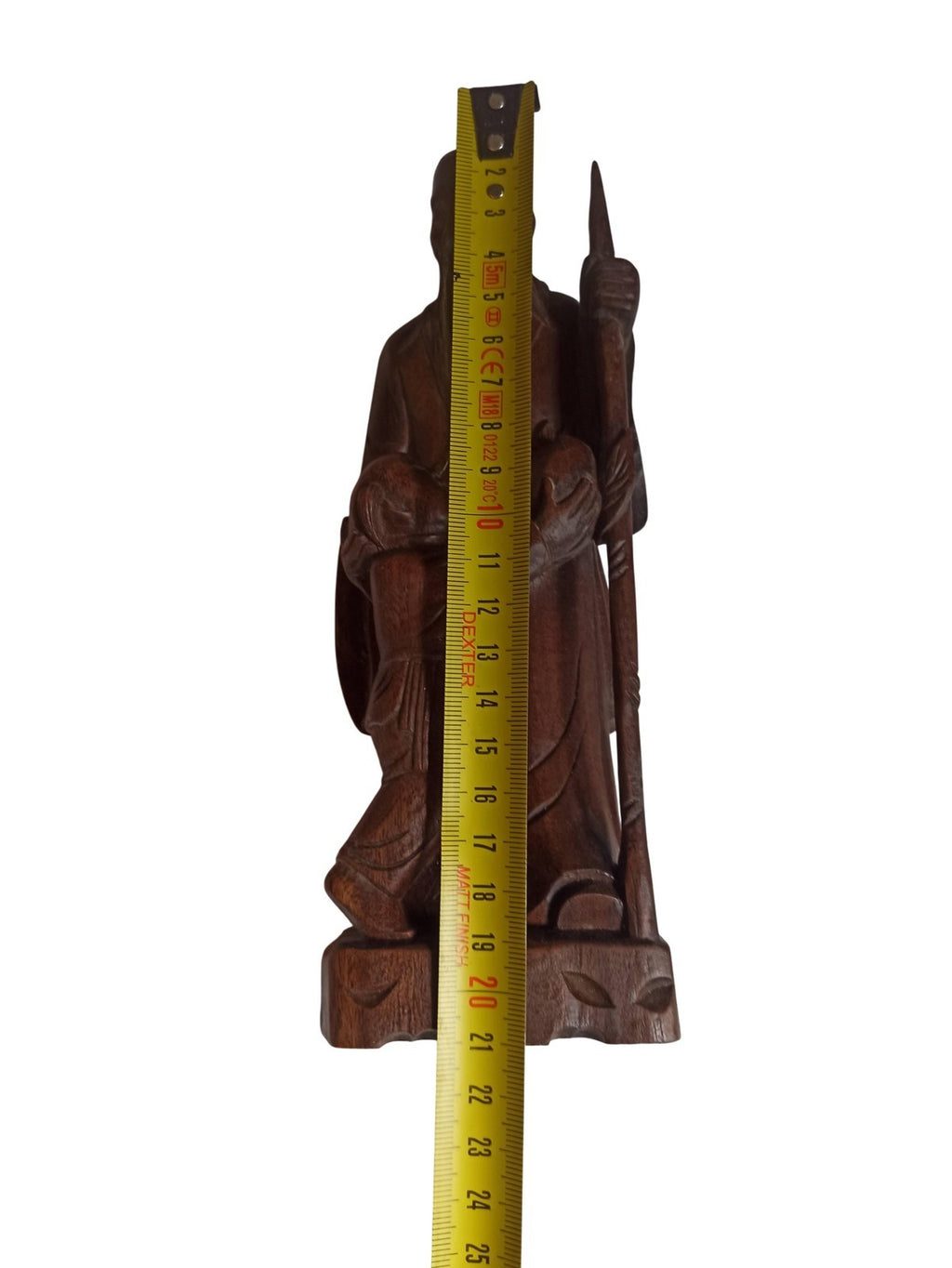 Statue asiatique ancienne en bois sculpté, sage et enfant, vintage déco