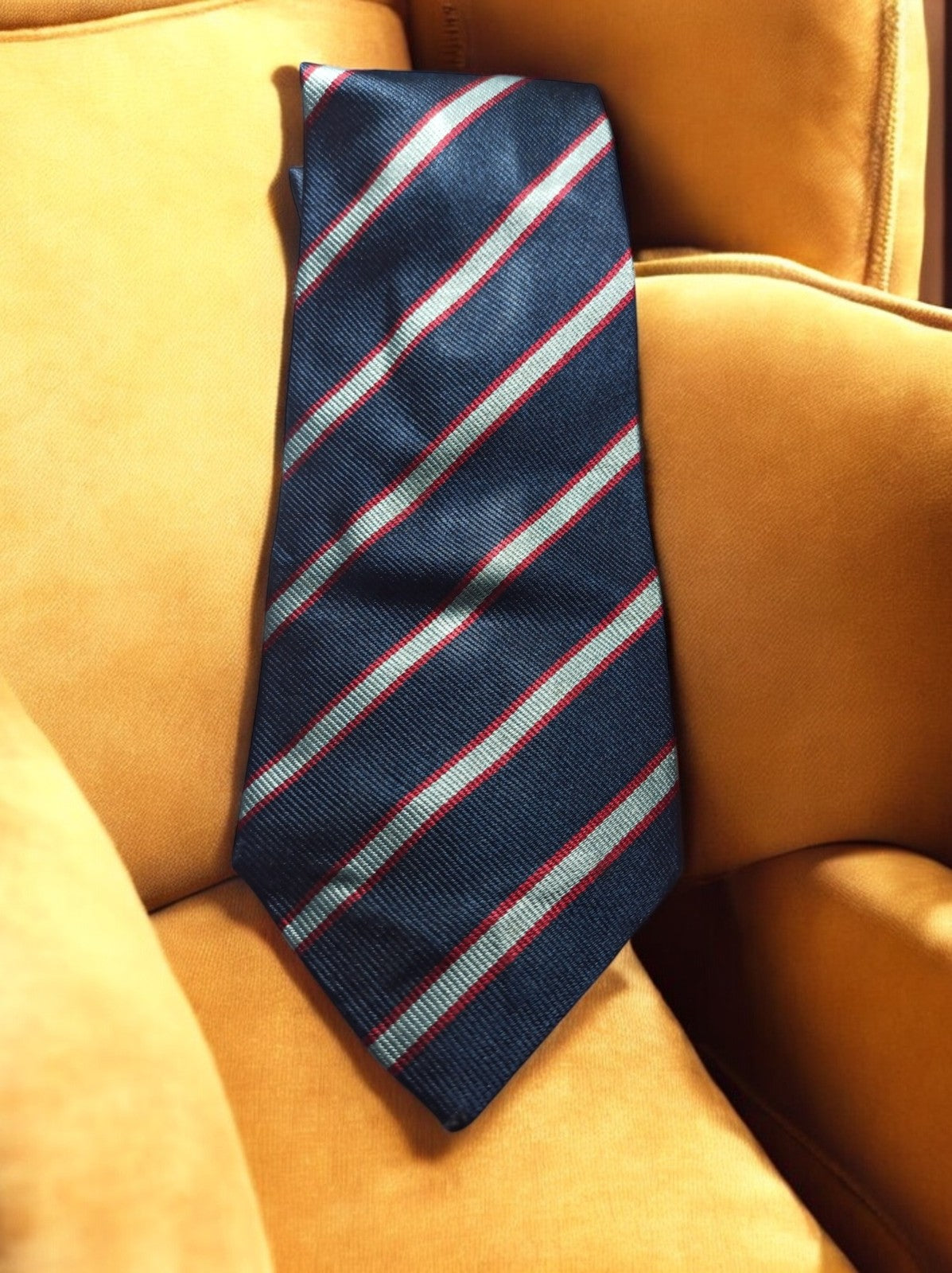 Cravate vintage Catalano rayée bleu marine style classique homme rétro