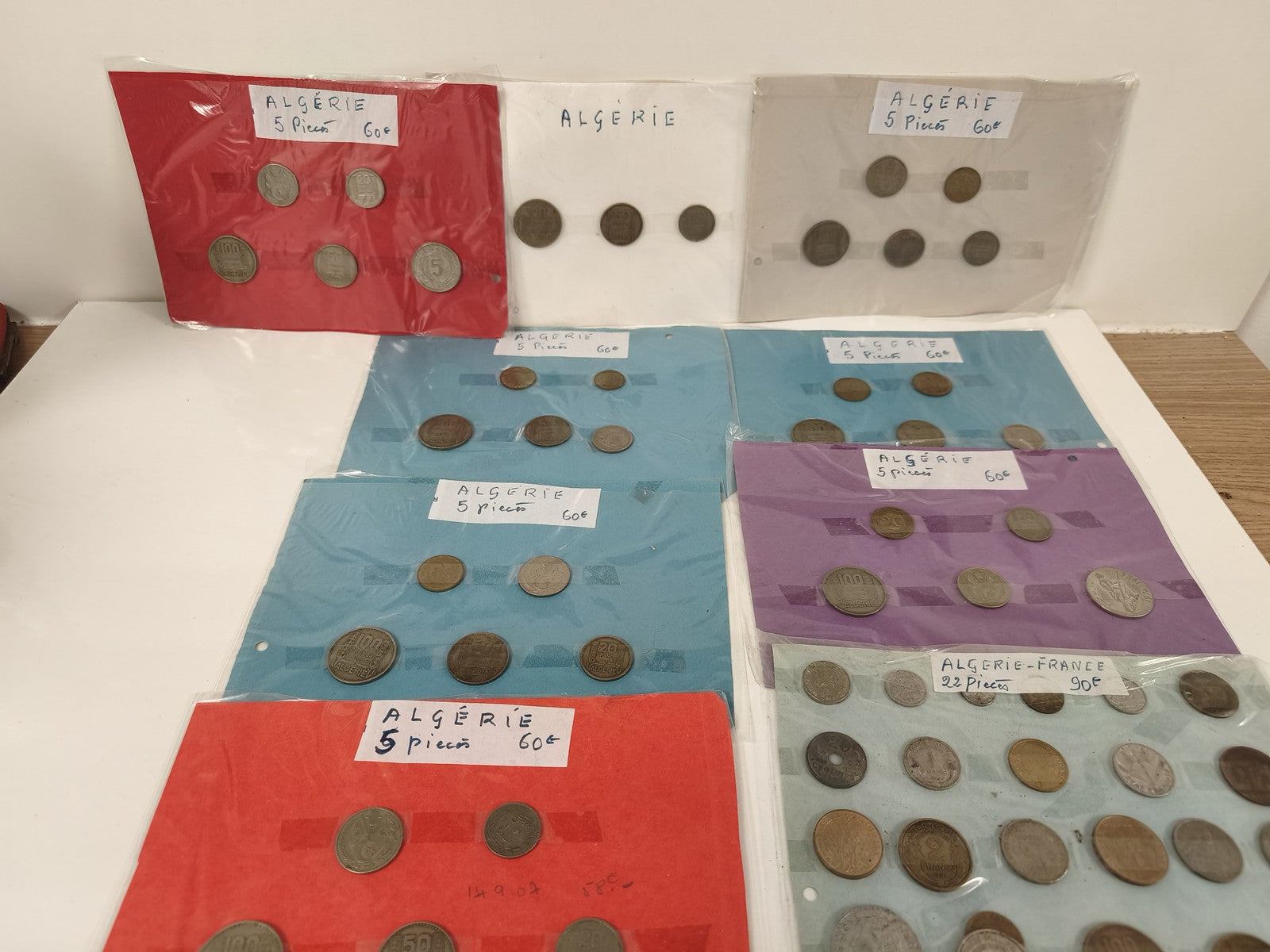 Lot de pièces anciennes Algérie, collection vintage, monnaies diverses état