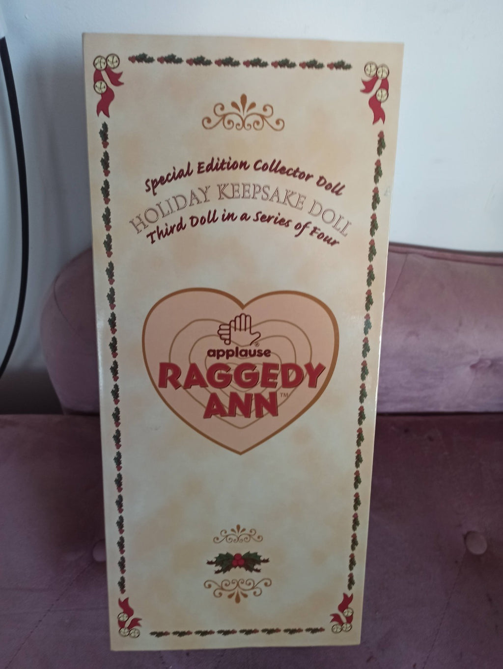Poupée Raggedy Ann Applause Holiday Keepsake avec certificat édition spéciale
