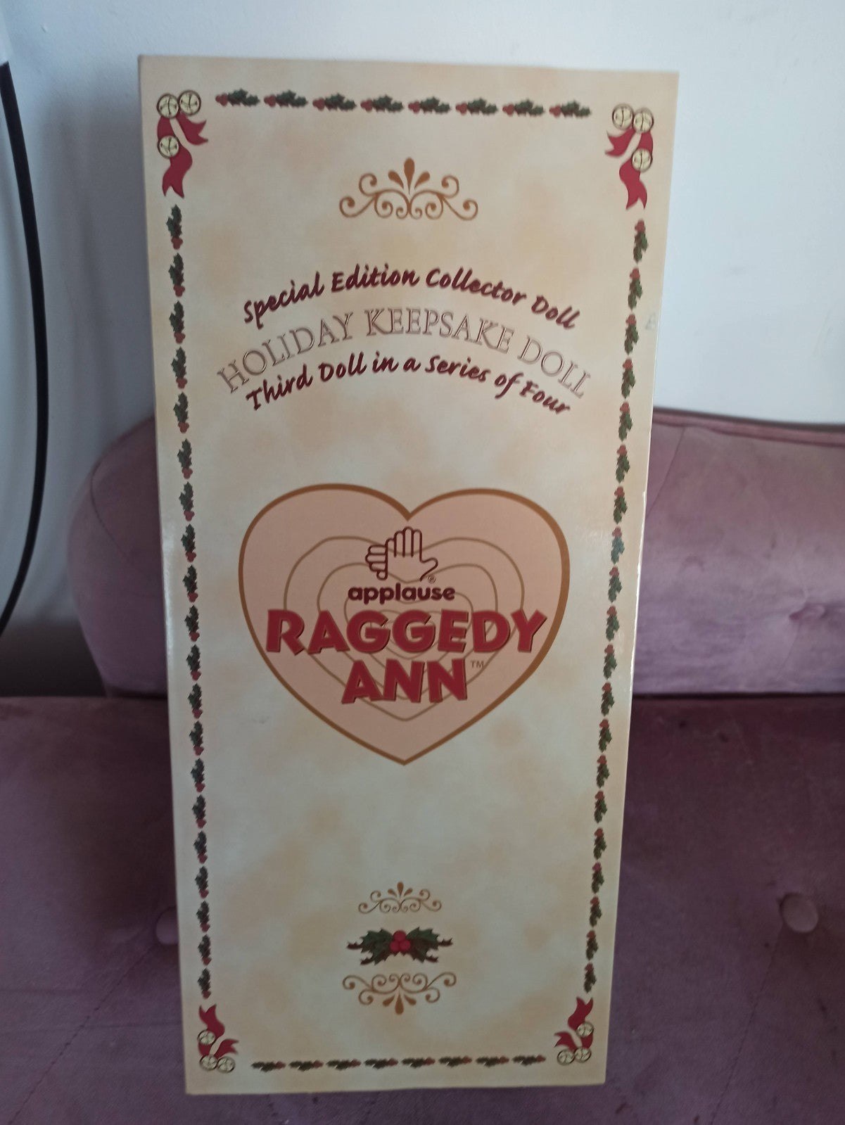 Poupée Raggedy Ann Applause Holiday Keepsake avec certificat édition spéciale