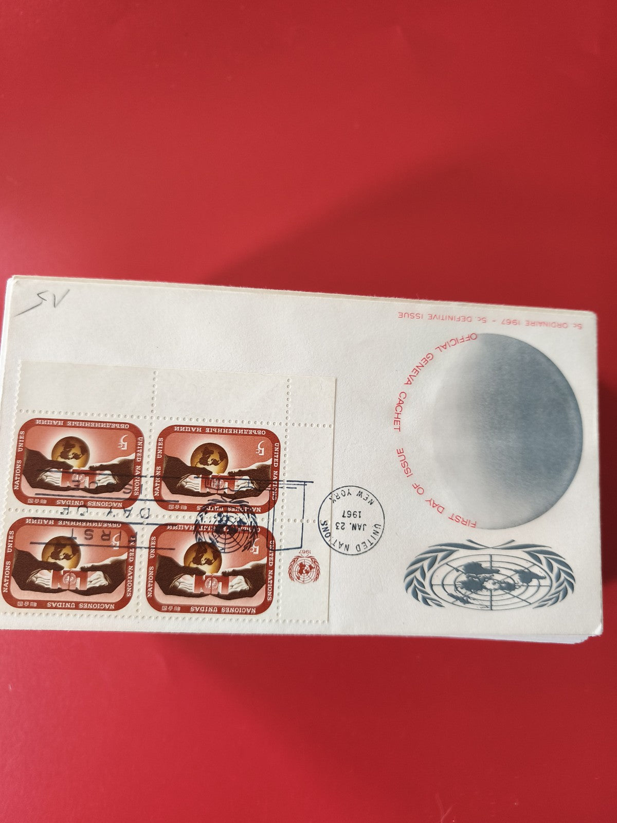Enveloppe philatélie ONU 1957 timbres Nations Unies oblitérée cachet Genève