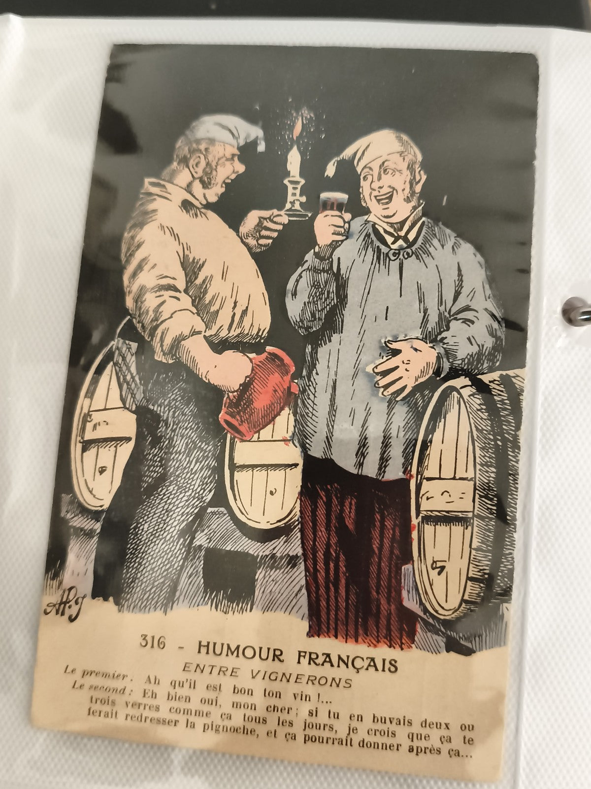 Carte postale ancienne humour français vignerons illustrée, début XXe, CPA