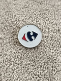 Pin's vintage rond logo bleu rouge blanc émail ancien badge (Ref 6)