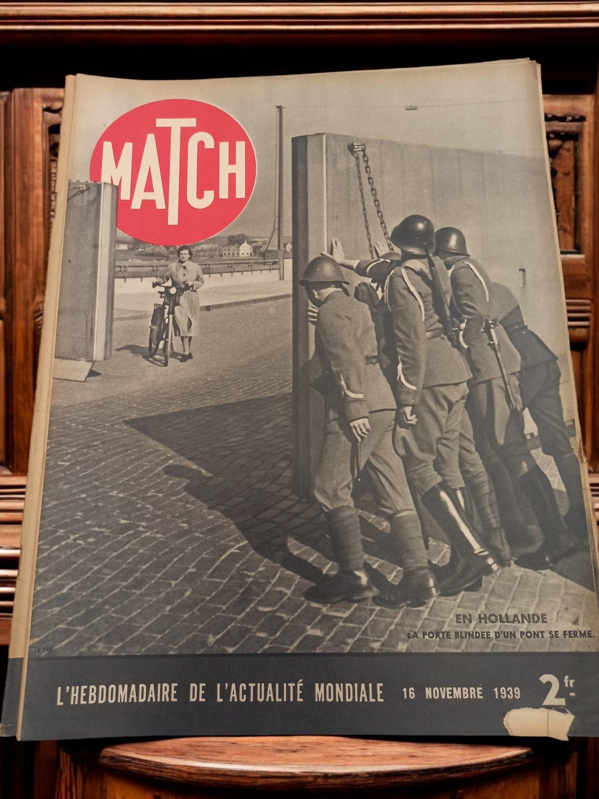 Ancien Paris Match 1939 couverture soldats Hollande vintage presse d’époque