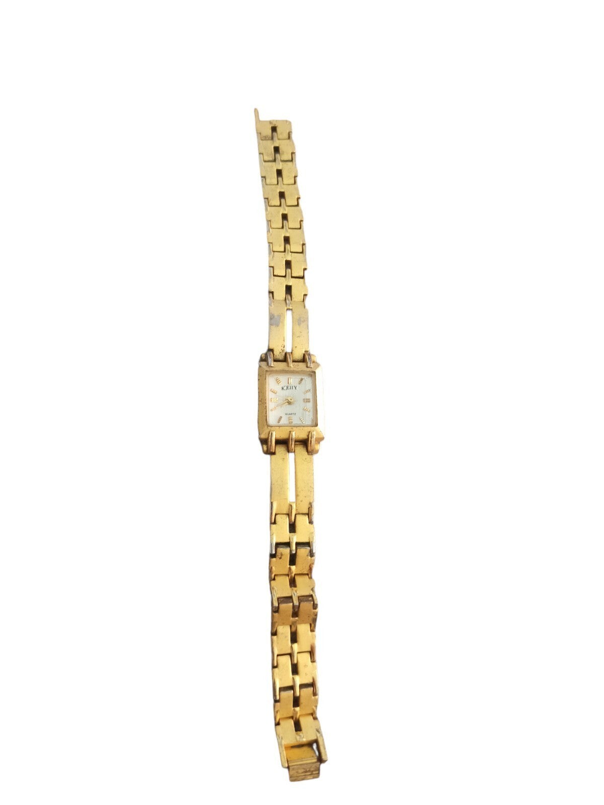 Montre vintage KEIIY femme quartz dorée, bracelet rectangulaire Japan Movt