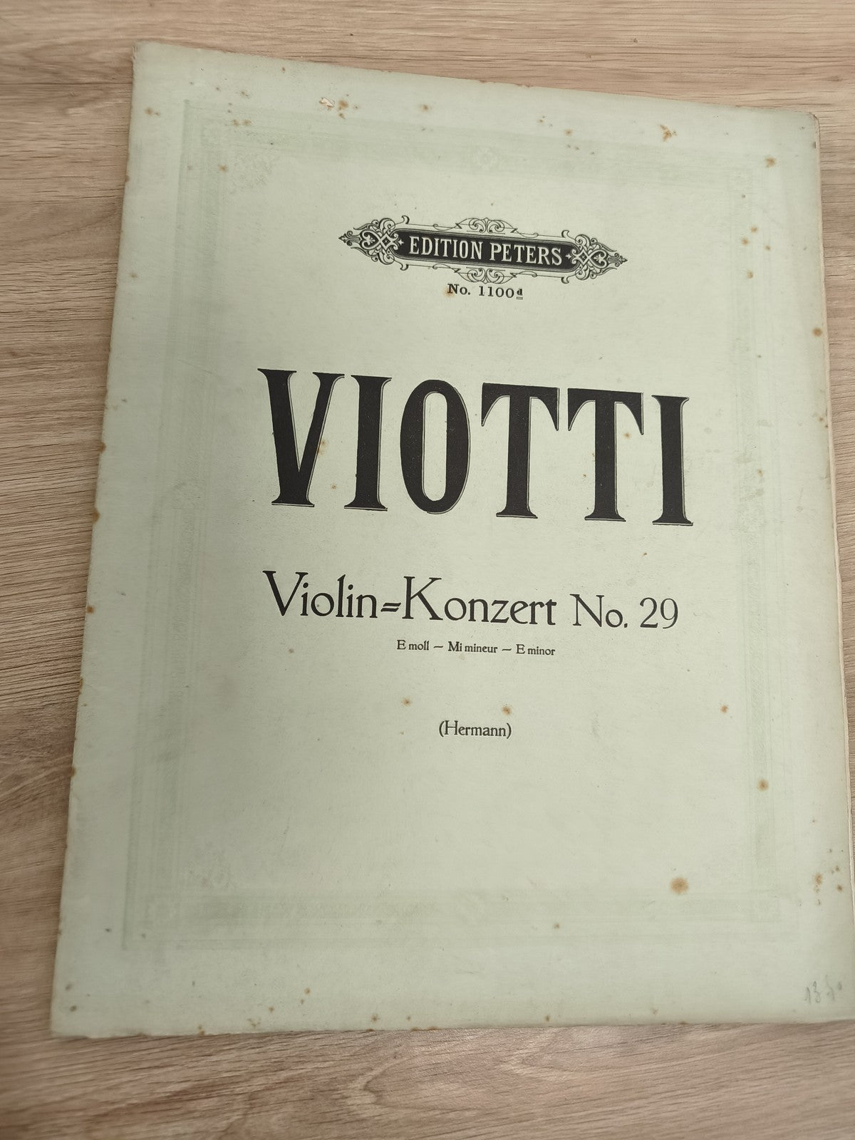 Ancien livre partitions Viotti violon piano Edition Peters taches couverture