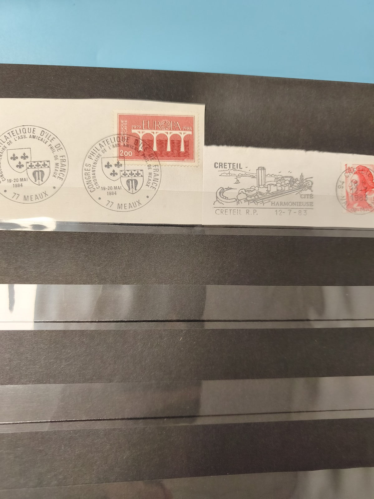 Lot anciens timbres oblitérés France philatélie, années 1980, motifs variés