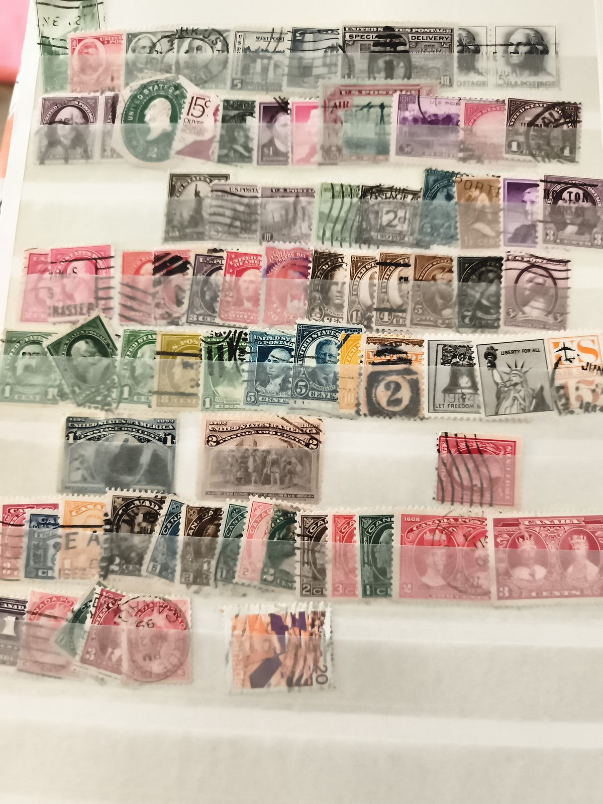 Timbres USA Canada oblitérés lot ancien philatélie thématique poste