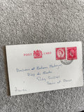 Carte postale Royaume-Uni timbres Elizabeth II affranchissement rouge philatélie