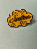 Pin's vintage Carline jaune nuage fleurs rétro collection (Ref 14)