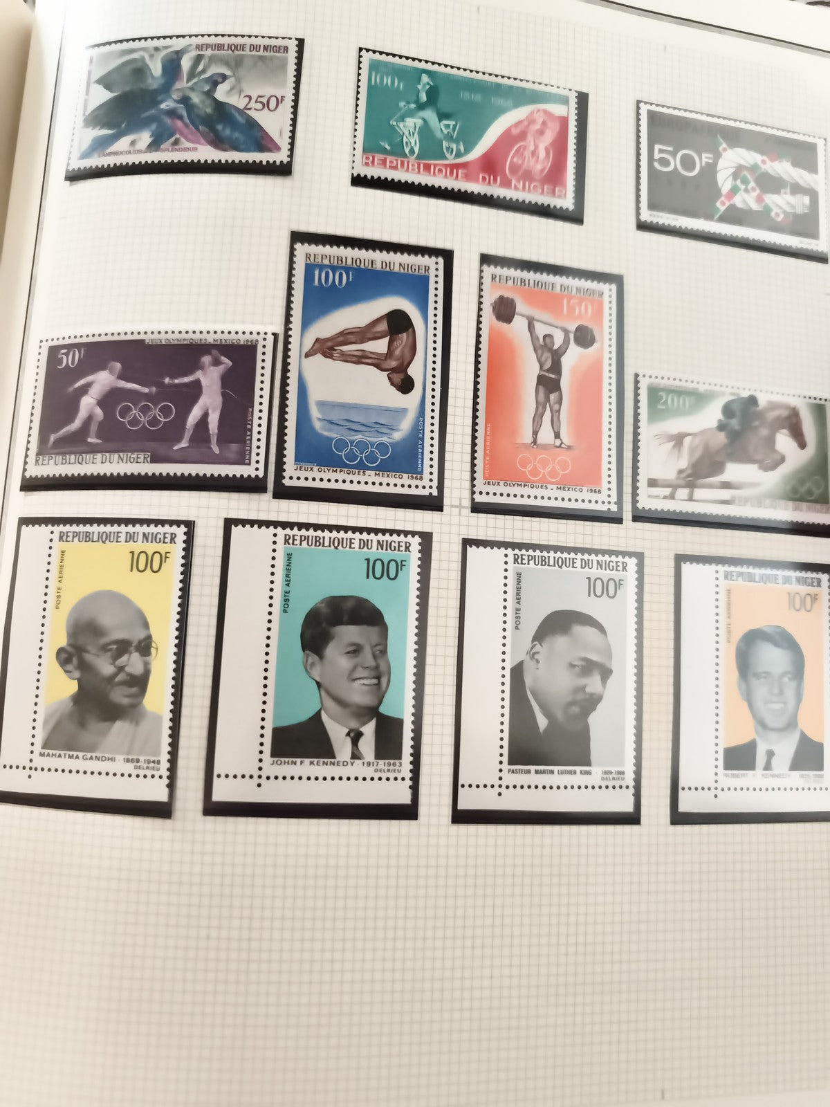 Timbres neufs République du Niger Jeux Olympiques et portraits historiques vinta