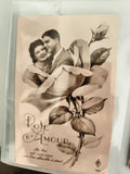 Carte postale ancienne Rose d’Amour photo couple vintage romantique