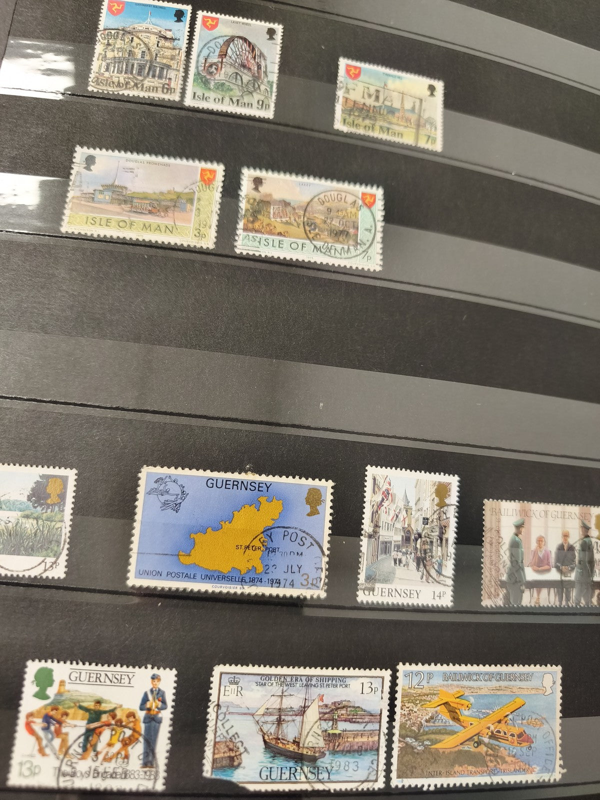 Lot anciens timbres oblitérés îles Anglo-Normandes Isle of Man Guernesey collect