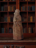 Statuette asiatique ancienne en pierre, sage lettré, cachet, vintage déco