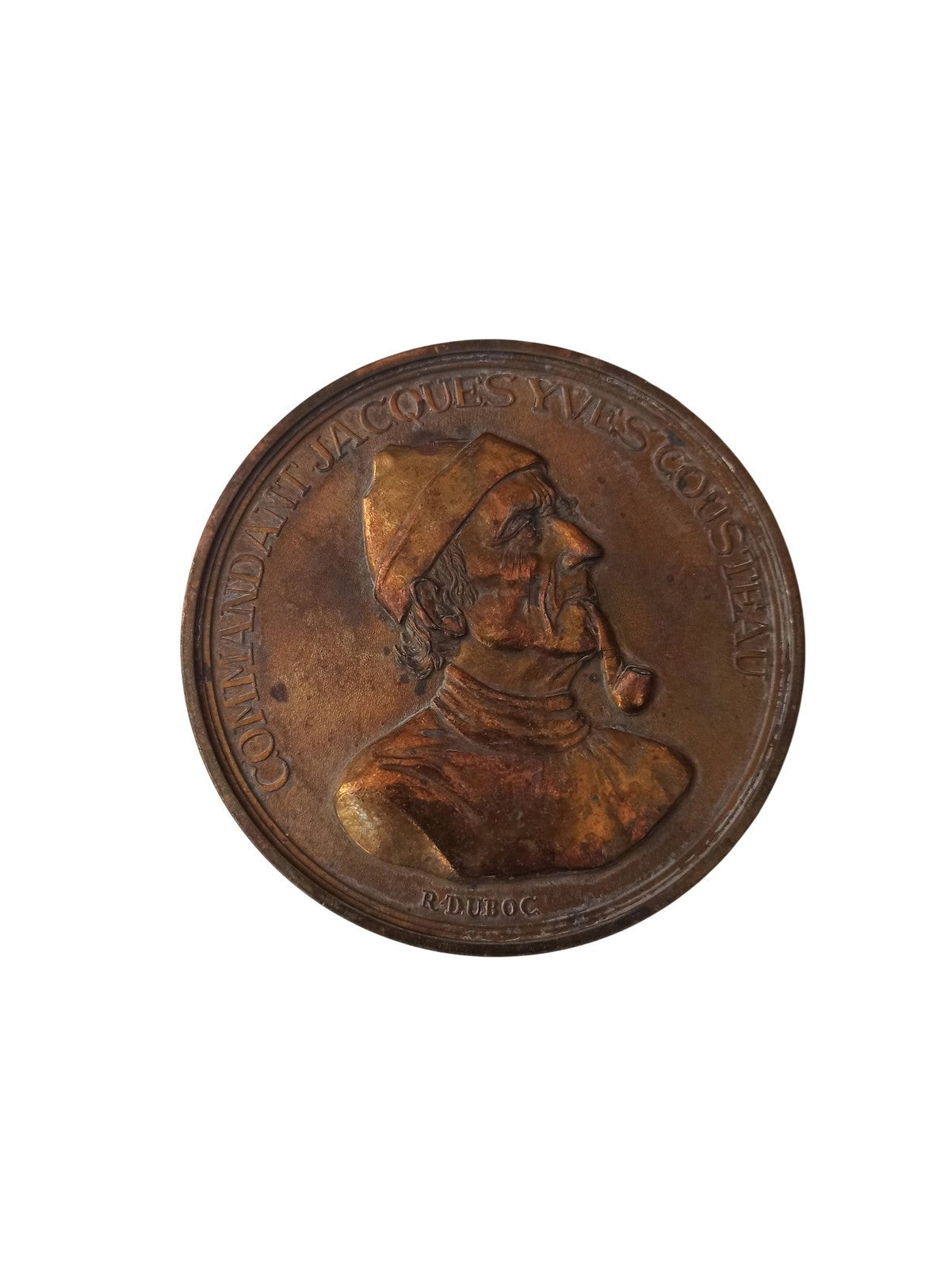 Médaille bronze vintage Le Monde des Océans Calypso Cousteau Duboc boîte