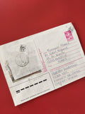 Enveloppe philatélie affranchie Ukraine-France, timbres visibles, écriture manus