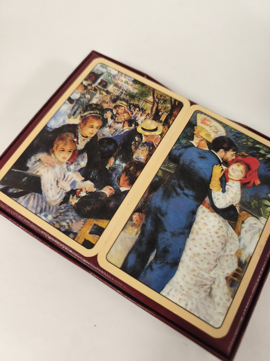 Coffret Bridge Grimaud 2 jeux 54 cartes, bordeaux décor doré Renoir