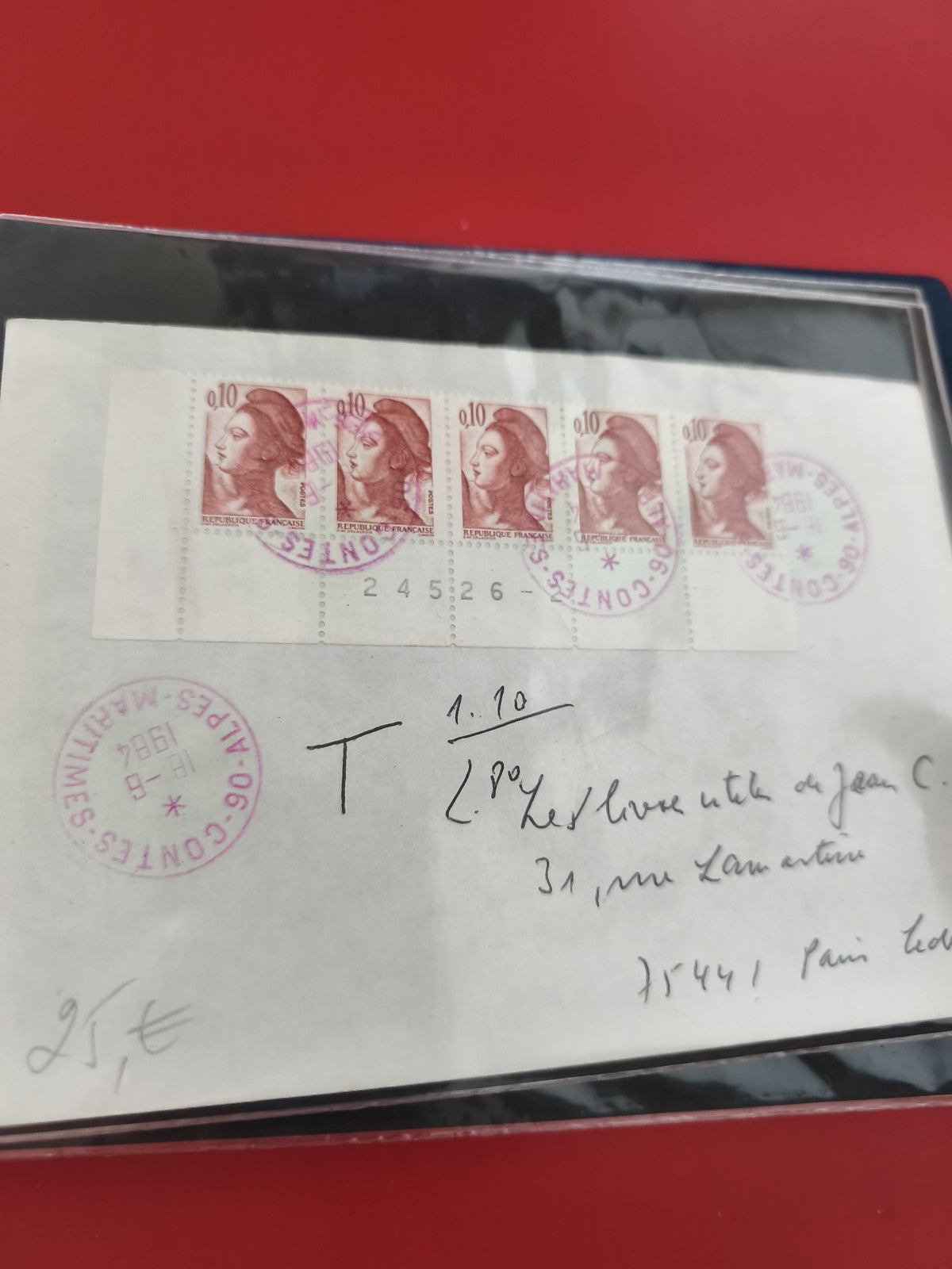 Ancienne enveloppe oblitérée Marianne 1984 timbres 0,10 philatélie collection