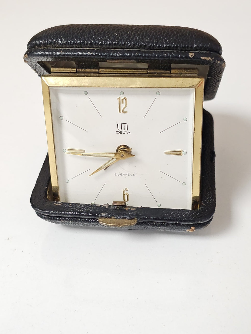 Réveil de voyage mécanique UTI ancien vintage petit format rétro collection déco