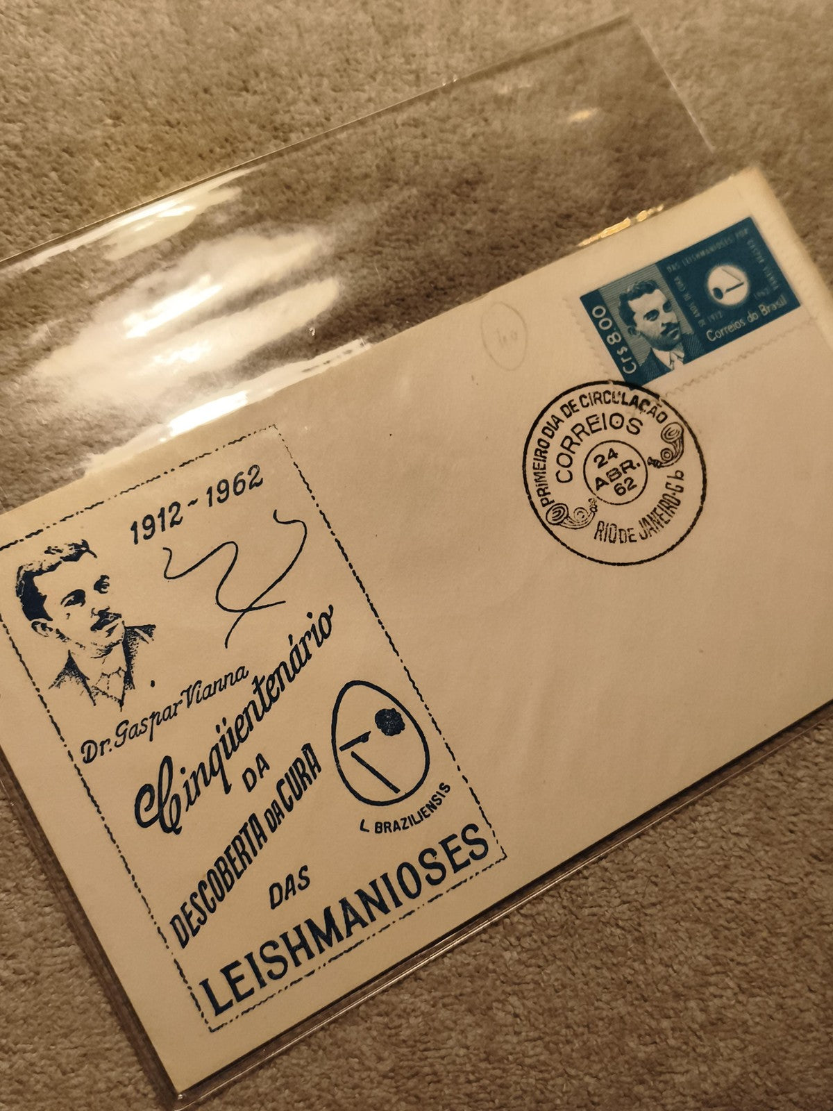 Lettre premier jour Brésil 1962 Gaspar Vianna philatélie Leishmanioses
