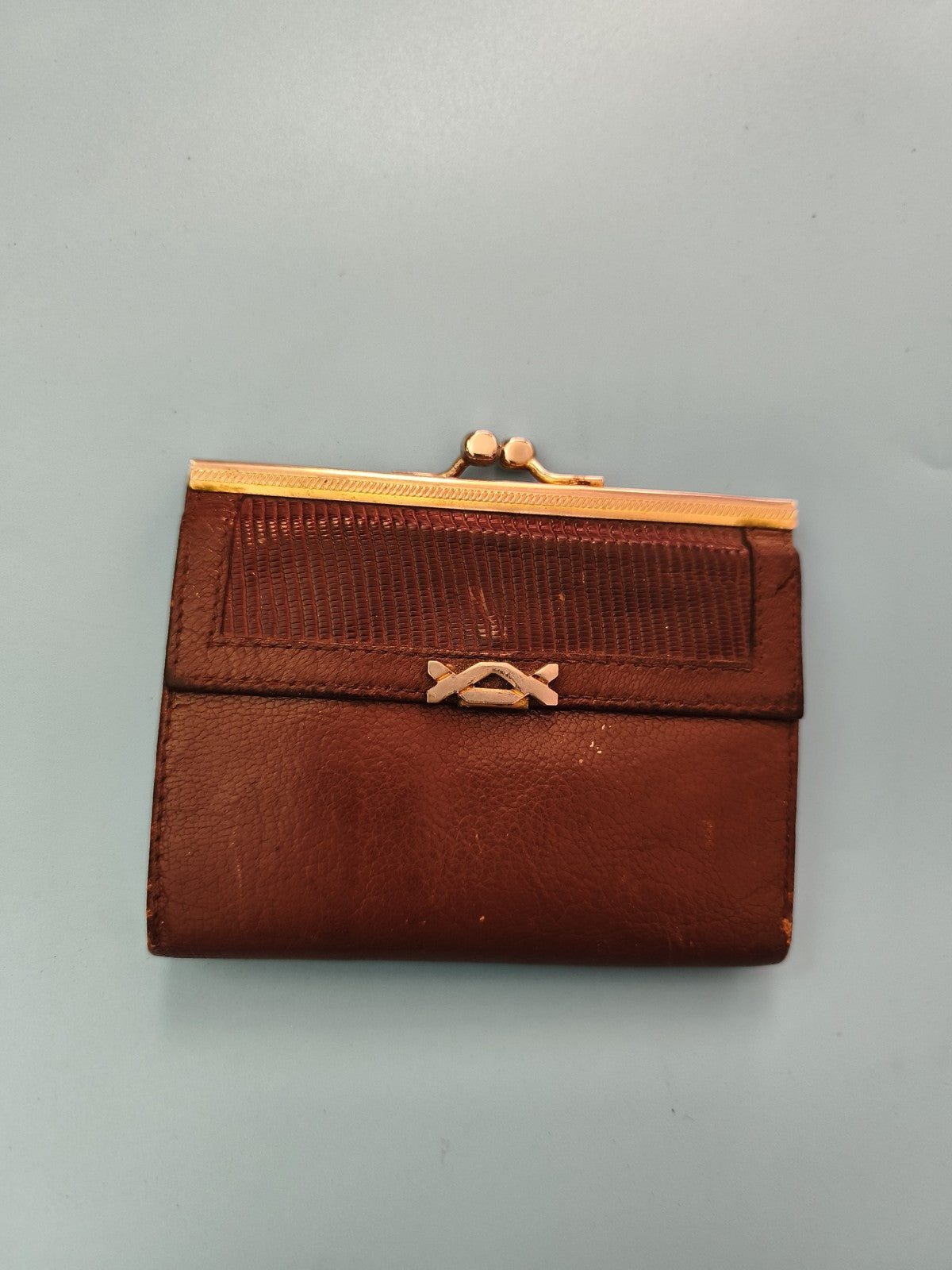 Porte-monnaie vintage en cuir Ancienne, portefeuille rétro collection ancien