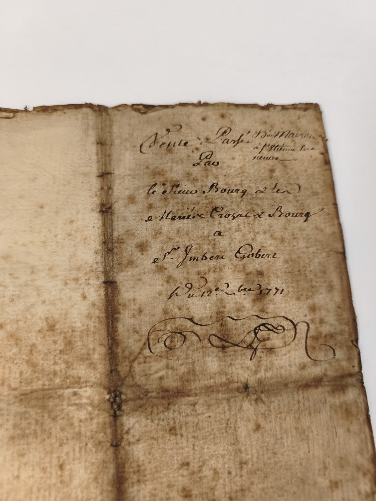 Lettre manuscrite administrative XVIIIe, 1771, notaire royal Teissière