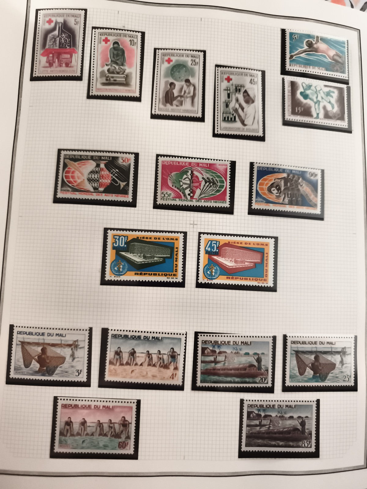 Timbres neufs République du Mali années 60-70 lot thématique arts santé pêche