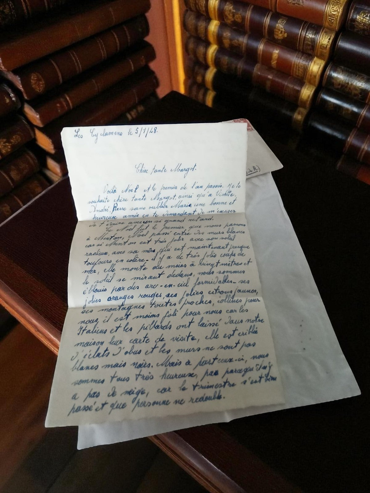 Lettre manuscrite ancienne 1947 post WW2 à sa tante vintage papier